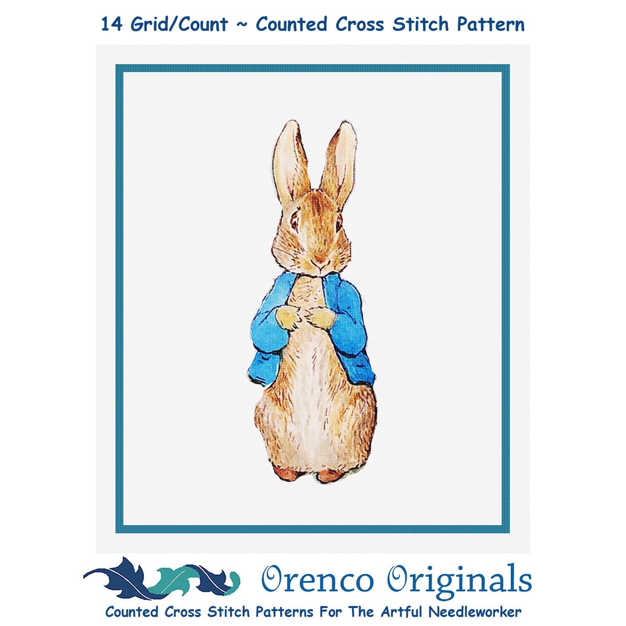 Peter Rabbit inspired by Beatrix Potter Counted Cross Stitch Pattern